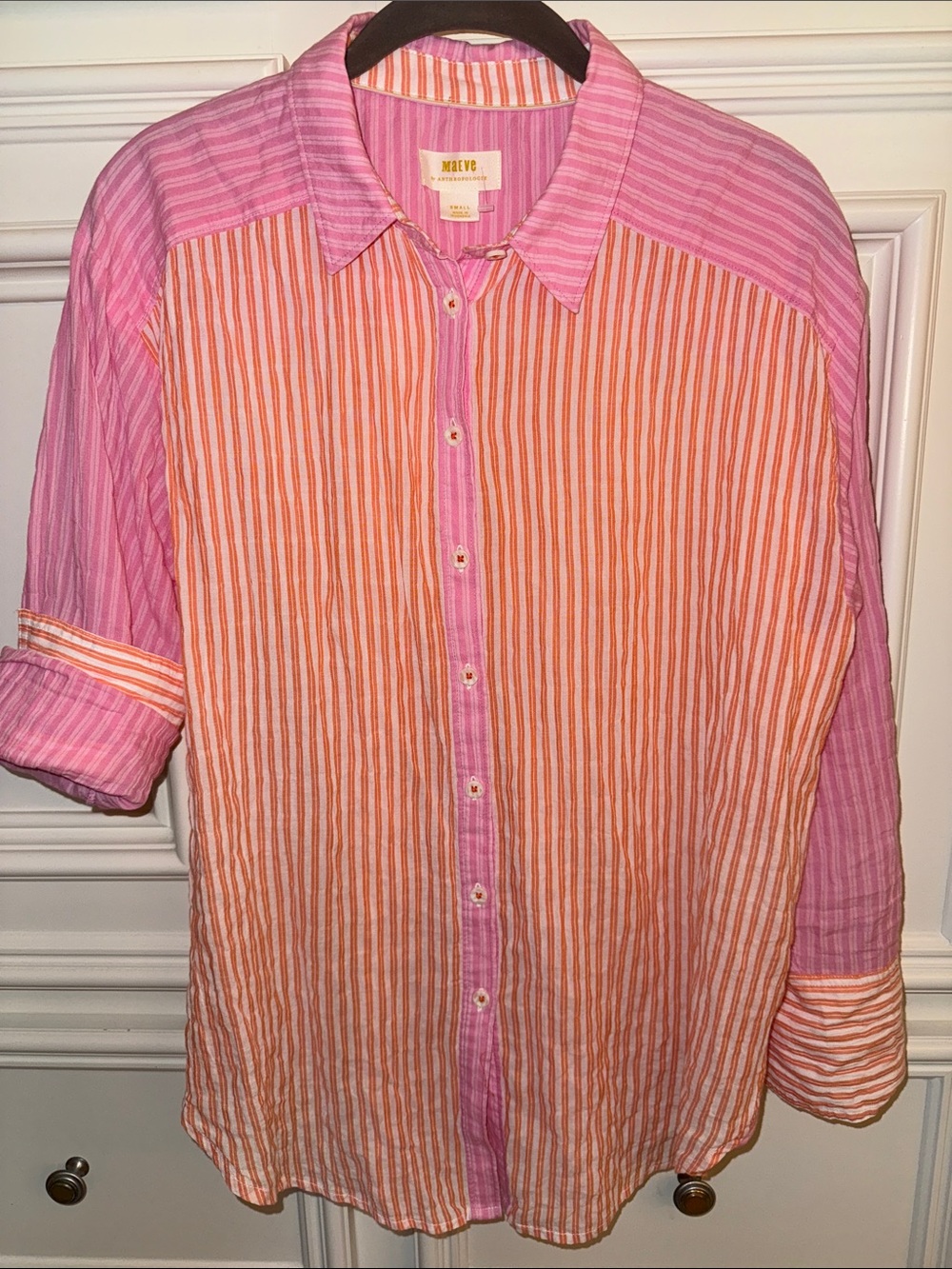 maeve Katia Pink & Orange Striped Shirt